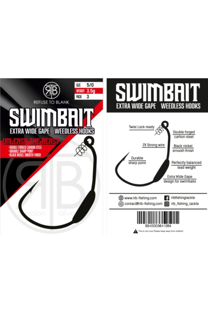 Carlige RTB EWG Swimbait Weighted Hooks 7/0 - 5.0g [2]