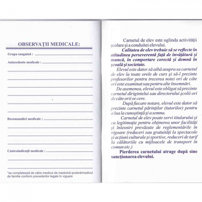 Carnet de elev pentru clasele 5-8, coperta lucioasa, 26 pagini [4]