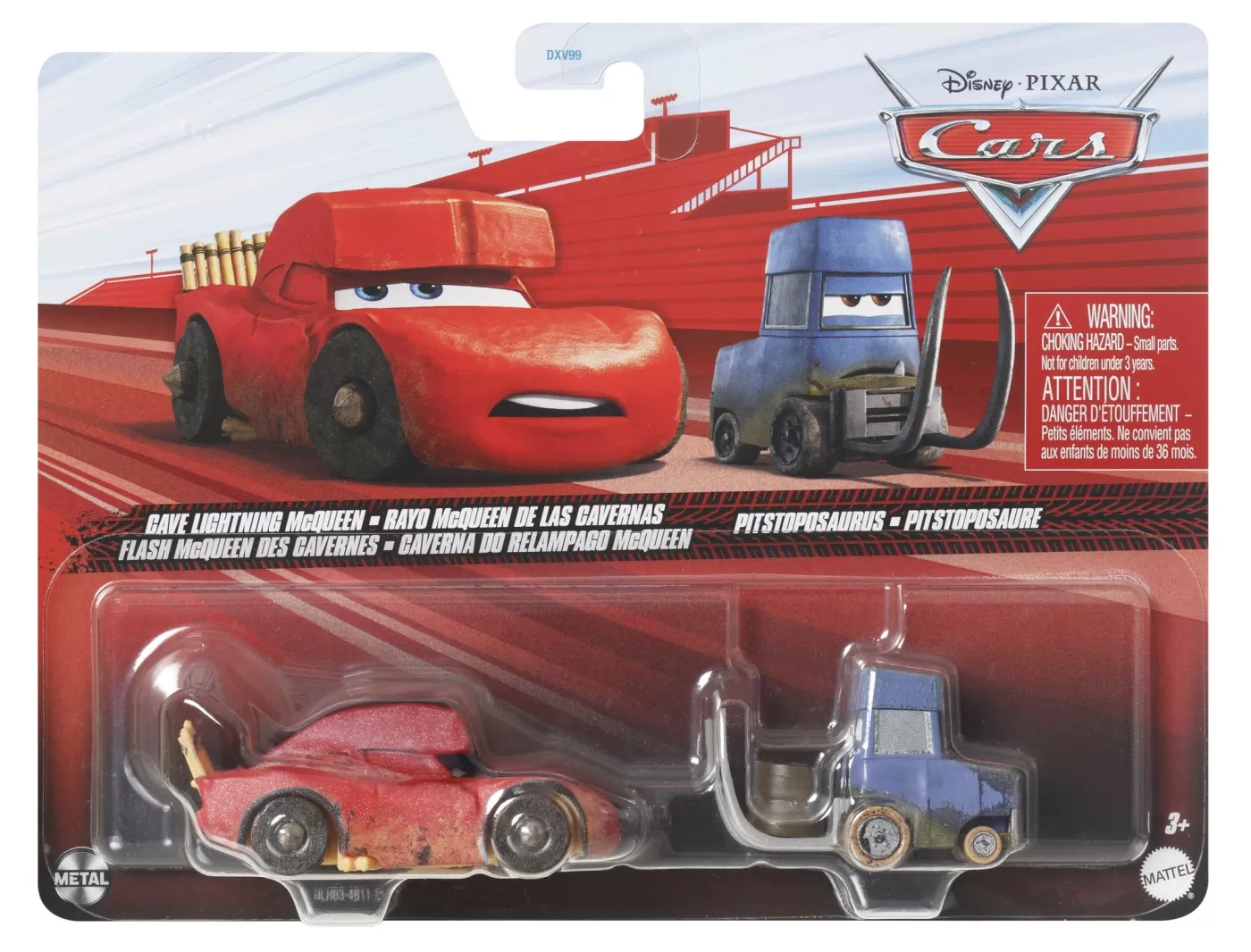 Cars3 set 2 masinute metalice cave fulger mcqueen si pitstoposaurus, varsta de la 3 ani la 10 ani [1]
