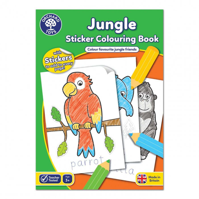 Carte de colorat cu activitati in limba engleza si abtibilduri Jungla JUNGLE [1]