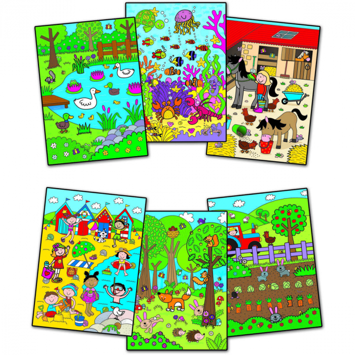 Carte de colorat cu apa magica Water Magic - Animale, Who's Hiding. [2]