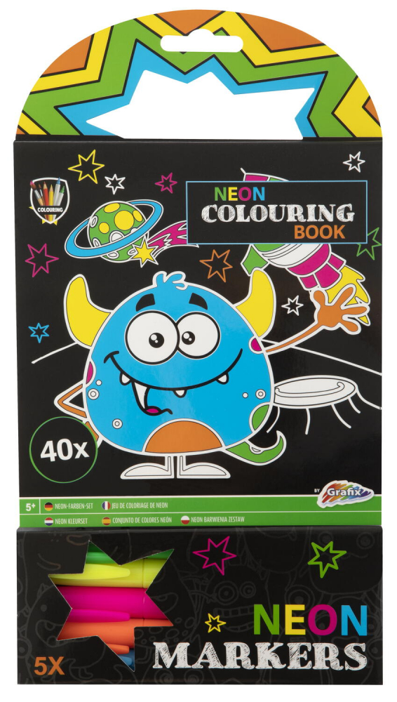 Carte de colorat cu carioci neon - Monstrulet [1]