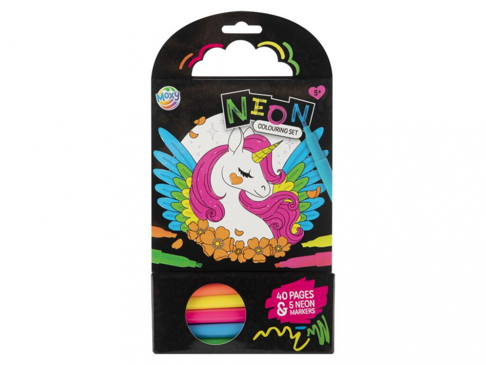 Carte de colorat cu carioci neon - Peripetiile unicornului [1]