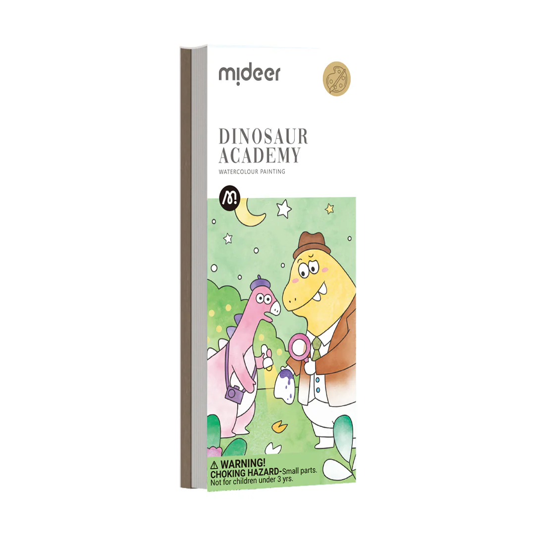 Carte de colorat cu desene, include pensula de pictat si acuarele, Dinozauri, Mideer [1]