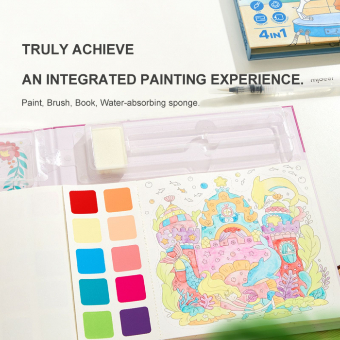 Carte de colorat cu apa, ilustratii si culori, Enchanted Garden [3]