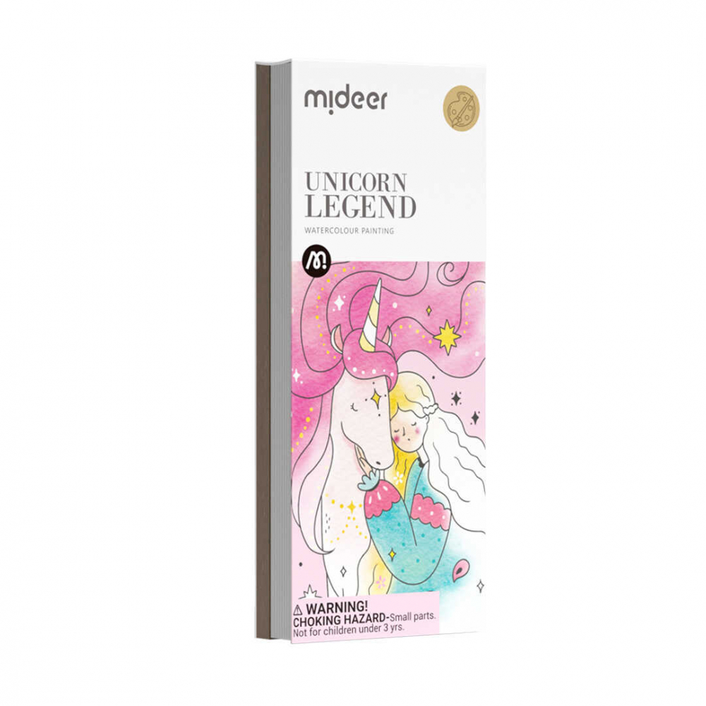 Carte de colorat cu desene, include pensula de pictat si acuarele, Unicorni, Mideer [1]