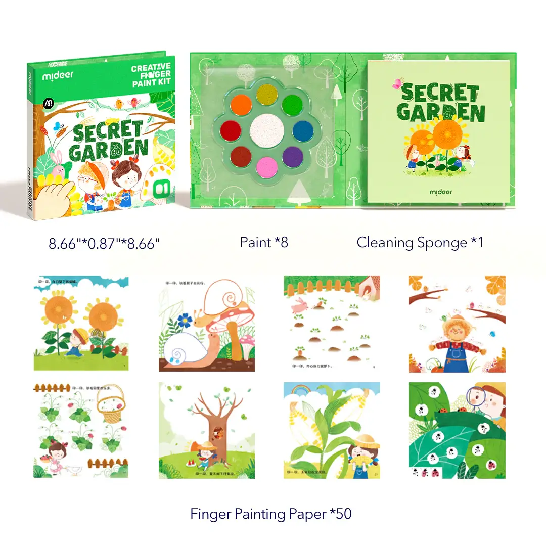 Carte de Pictat cu Degetele - Secret Garden, Nivel Începător, 50 Pagini, Creative Finger Paint Kit [5]