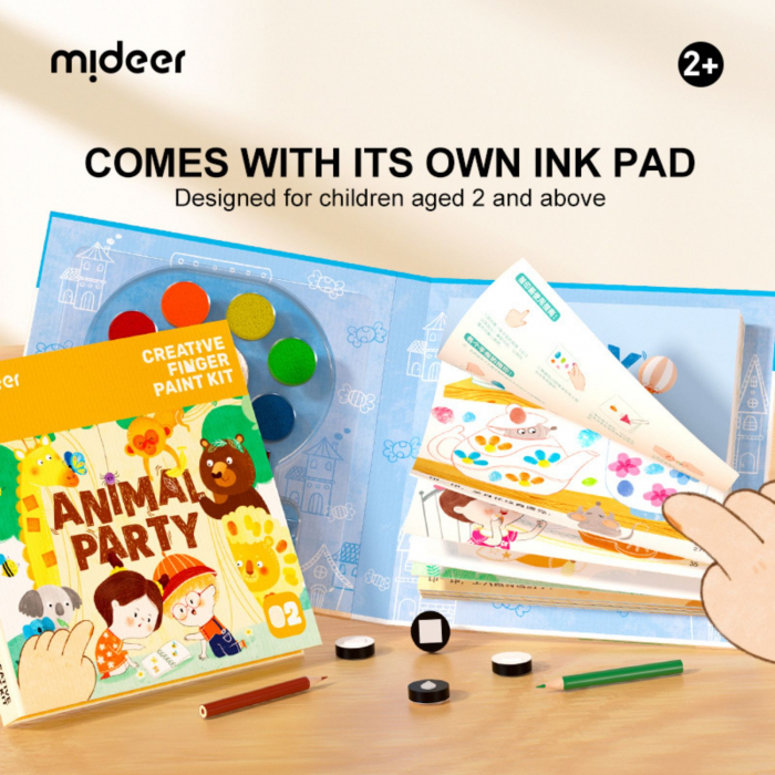 Carte de Pictat cu Degetele - Animal Party, Nivel Intermediar, 50 Pagini, Creative Finger Paint Kit [3]