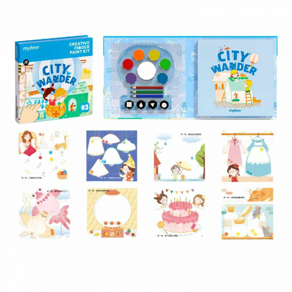 Carte de Pictat cu Degetele - City Wander, Nivel Avansat, 50 Pagini, Creative Finger Paint Kit [2]