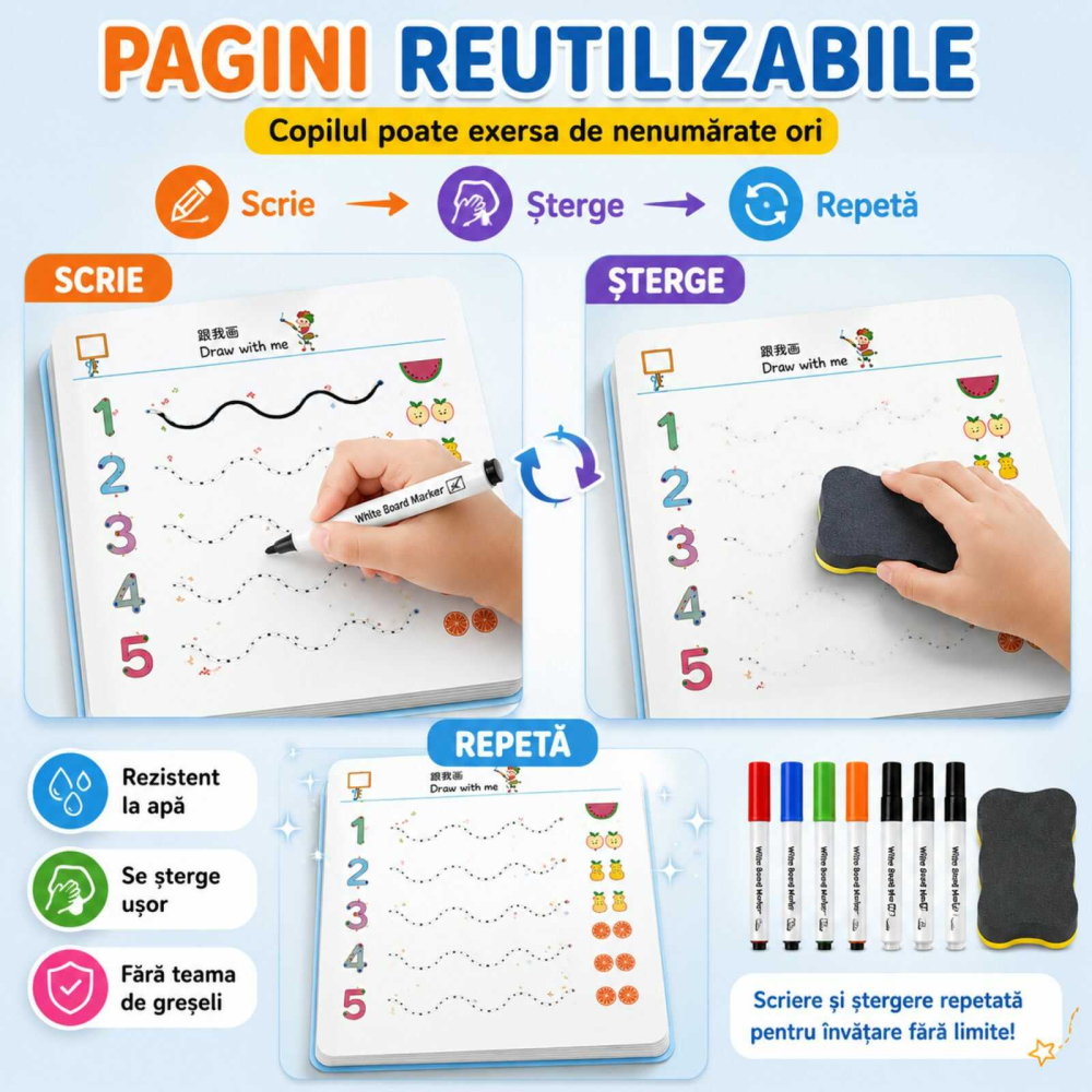 Carte educativa cu activitati de asociere si recunoastere, reutilizabila, 64 pagini,Dot to Dot [3]