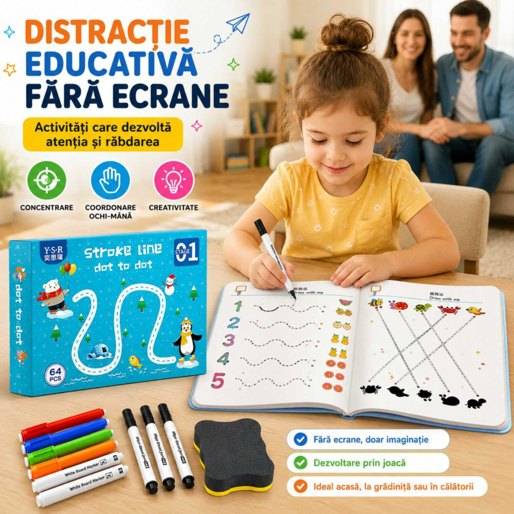 Carte educativa cu activitati de asociere si recunoastere, reutilizabila, 64 pagini,Dot to Dot [4]