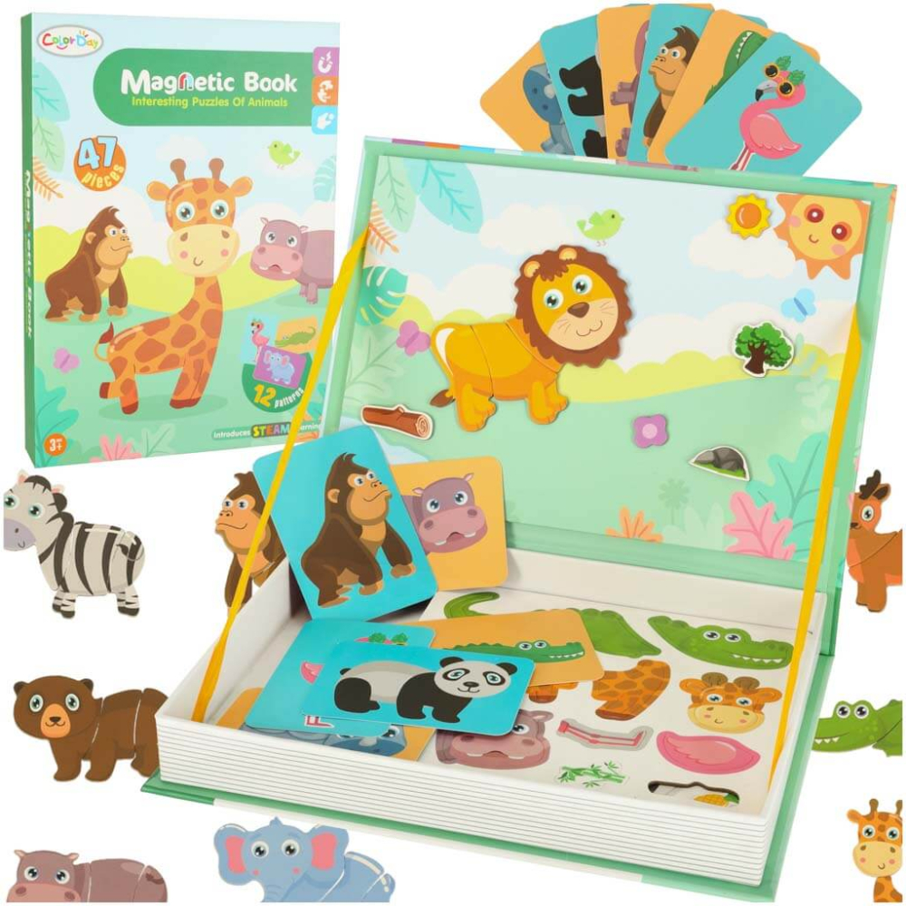 Carte magnetica Animale Salbatice – puzzle 47 piese magnetice STEAM [1]