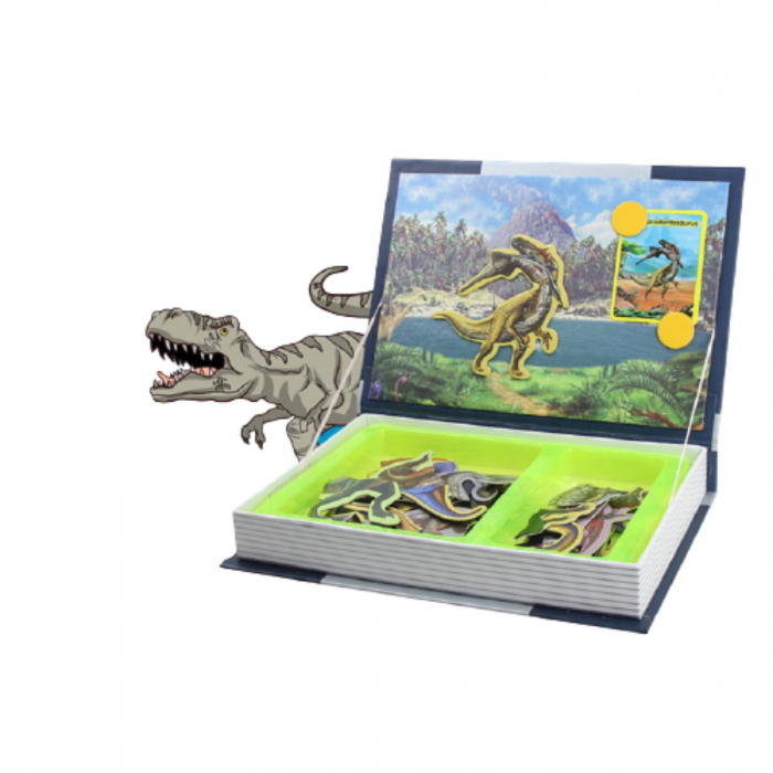 Carte magnetica STEM ❤️ puzzle magnetic cu dinozauri. [4]