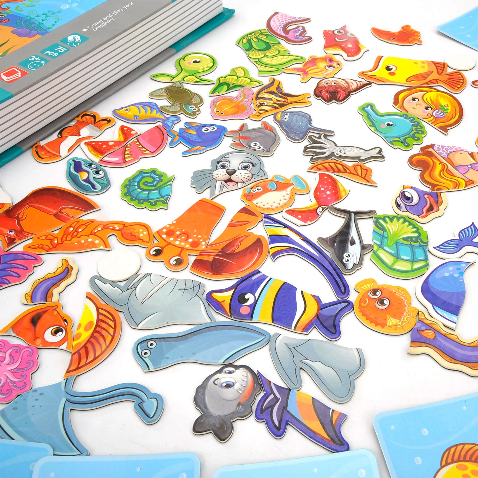 Carte magnetica STEM ❤️ puzzle magnetic cu pesti. [4]