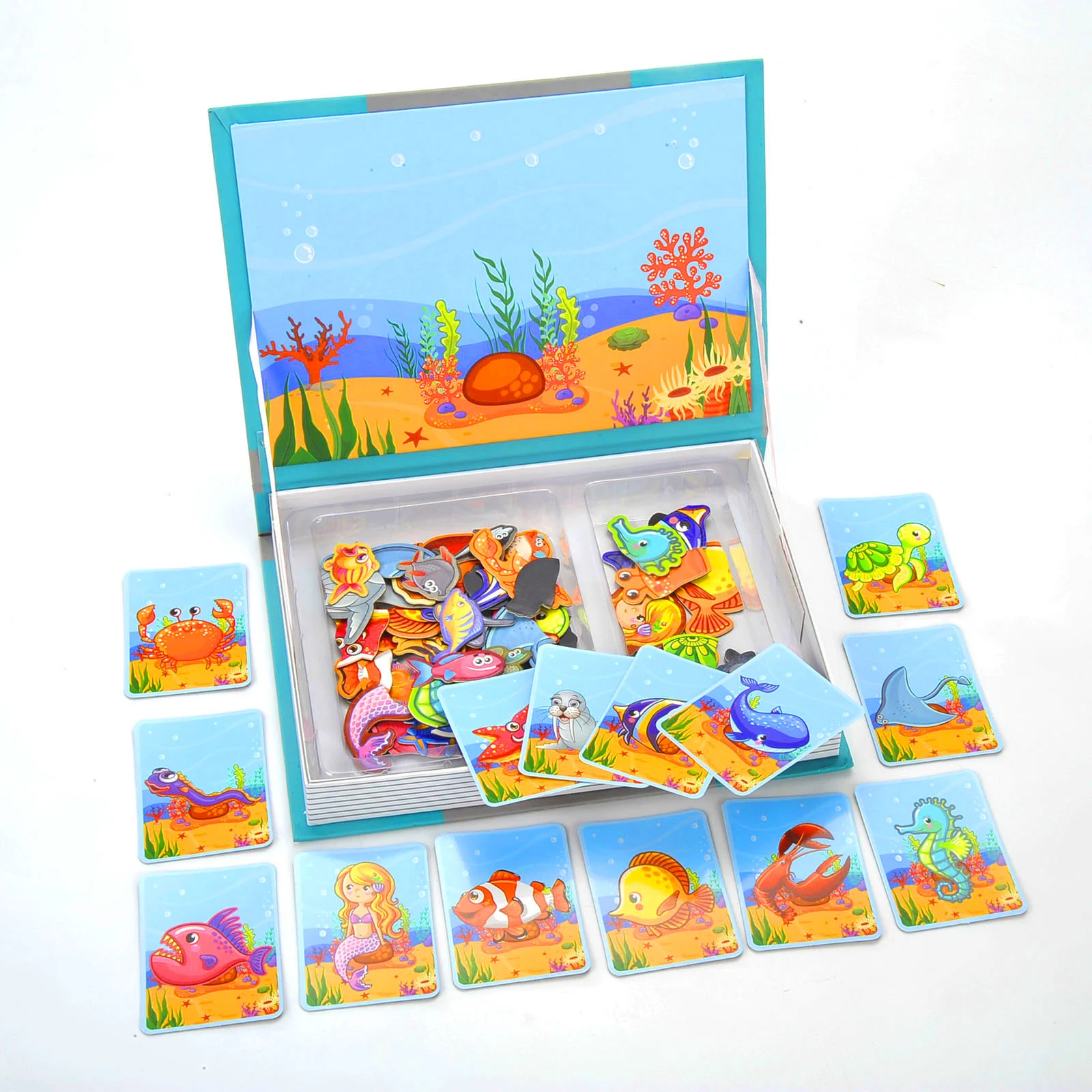 Carte magnetica STEM ❤️ puzzle magnetic cu pesti. [2]