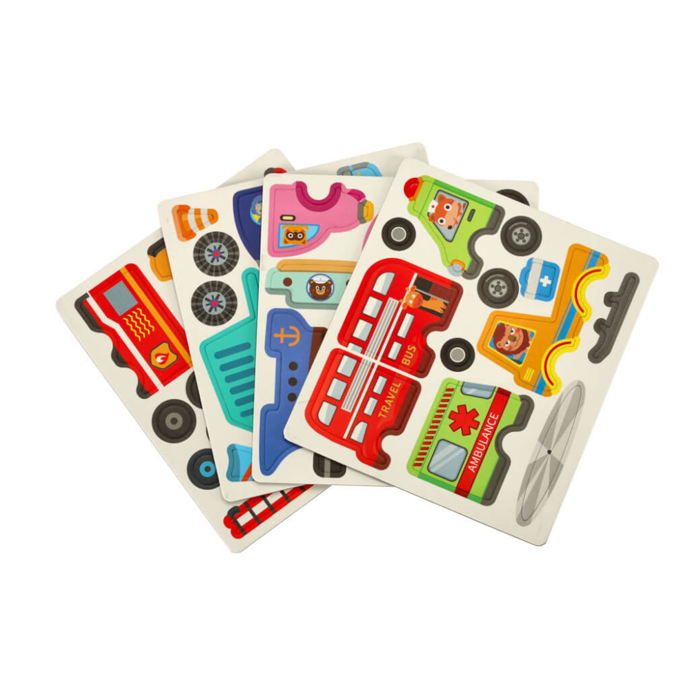 Carte magnetica Transport puzzle 66 piese – joc STEAM educativ pentru copii [4]