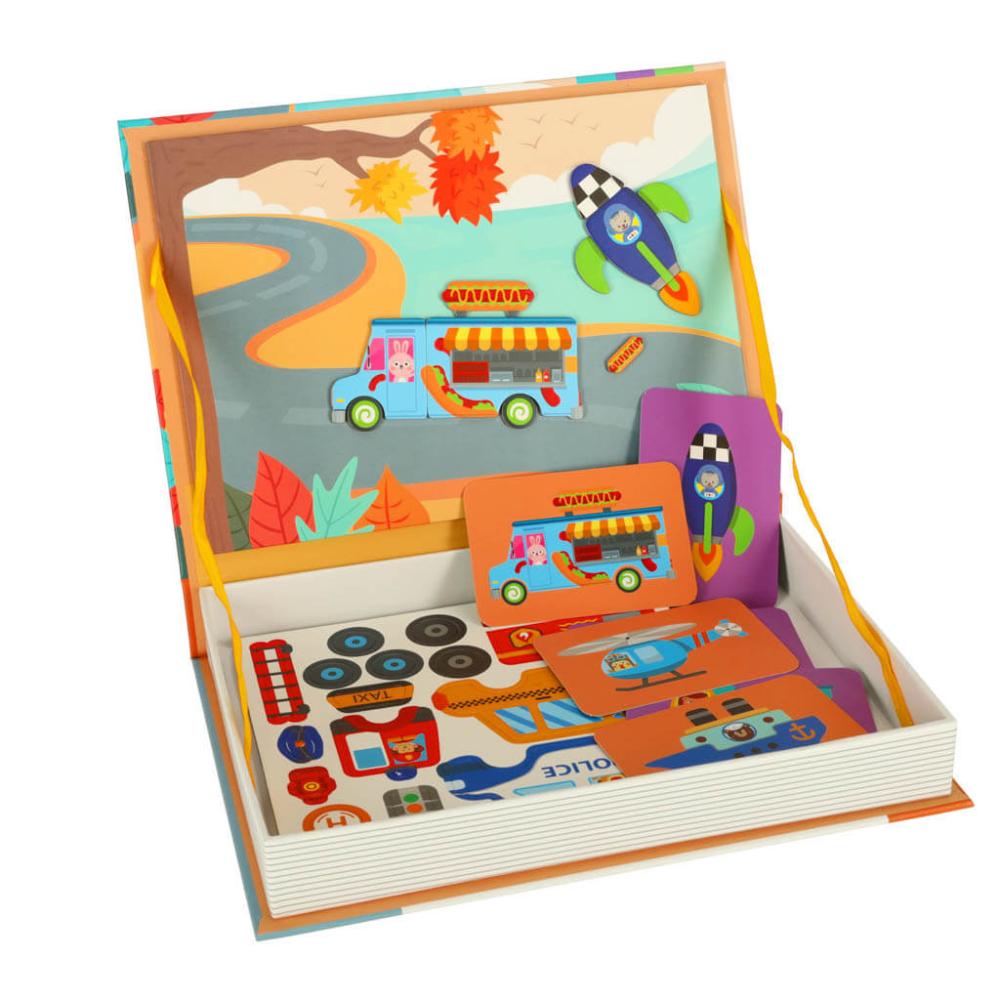 Carte magnetica Transport puzzle 66 piese – joc STEAM educativ pentru copii [2]