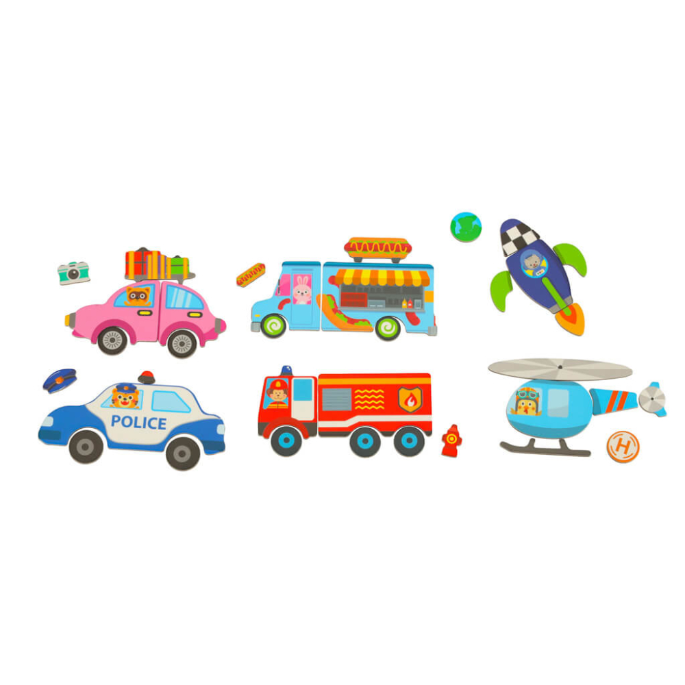 Carte magnetica Transport puzzle 66 piese – joc STEAM educativ pentru copii [6]
