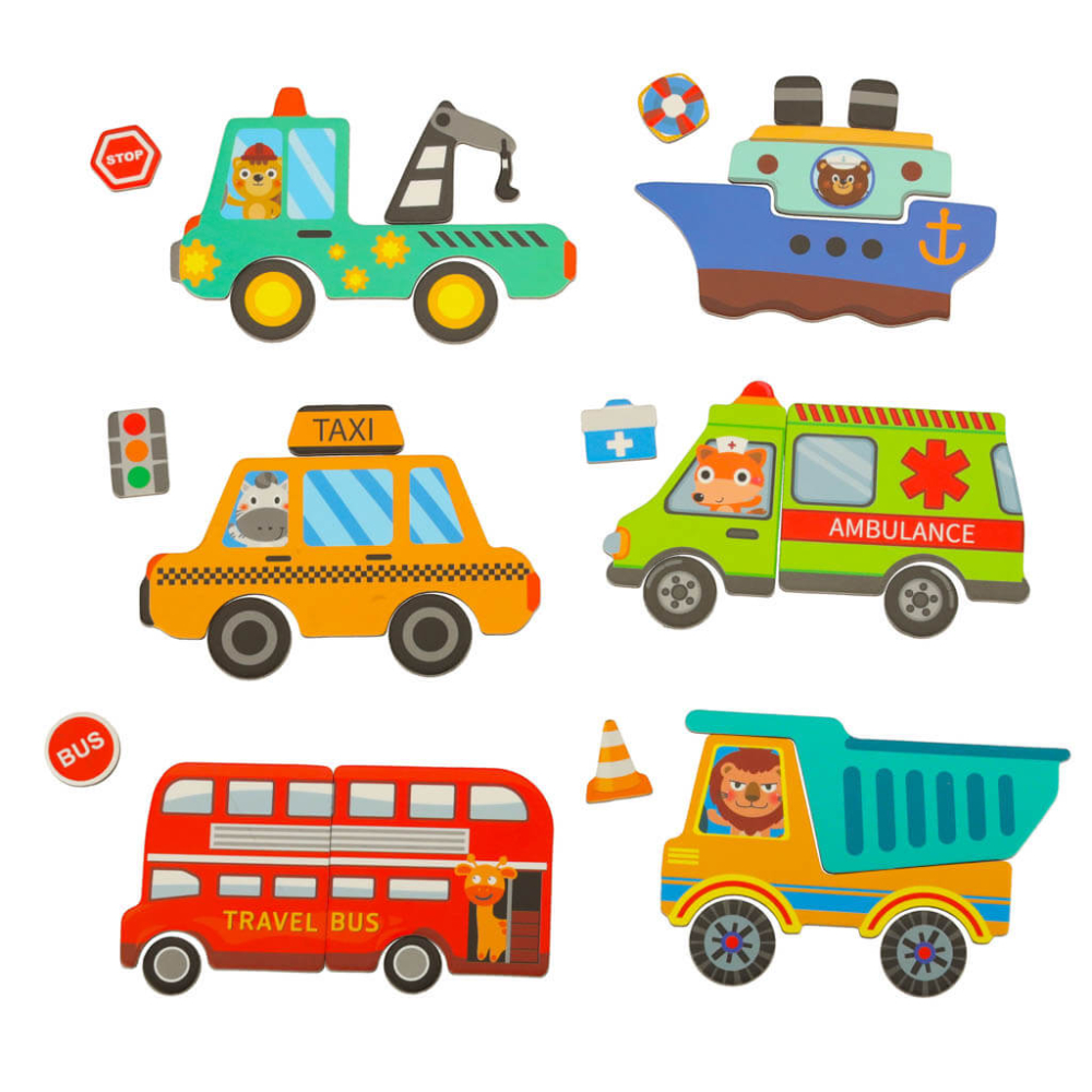 Carte magnetica Transport puzzle 66 piese – joc STEAM educativ pentru copii [7]