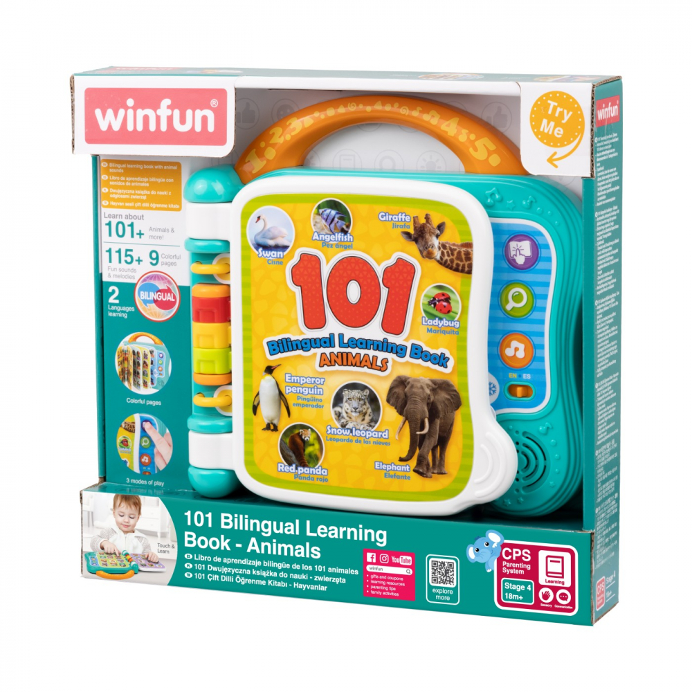 Carticica bilingva pentru invatarea animalelor pentru bebelusi, winfun, varsta de la 2 ani la 4 ani [3]