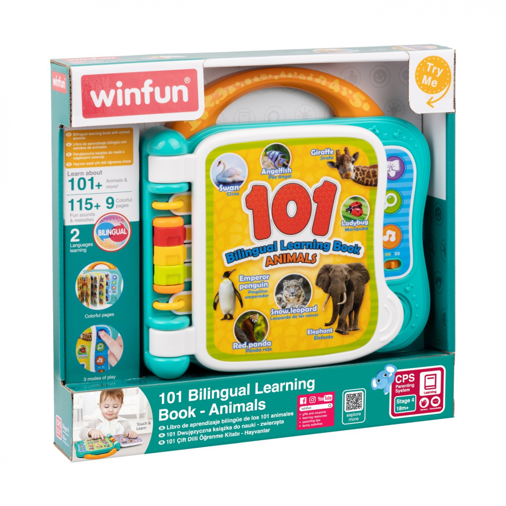 Carticica bilingva pentru invatarea animalelor pentru bebelusi, winfun, varsta de la 2 ani la 4 ani [4]