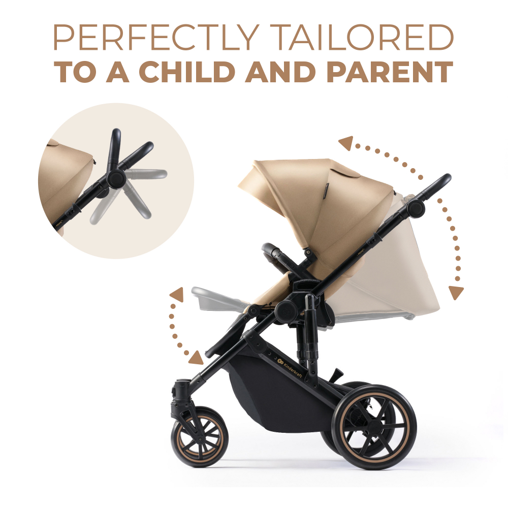 Carucior 2 in 1 kinderkraft prime 2, sandrose beige, varsta de la 0 luni la 5 ani [7]