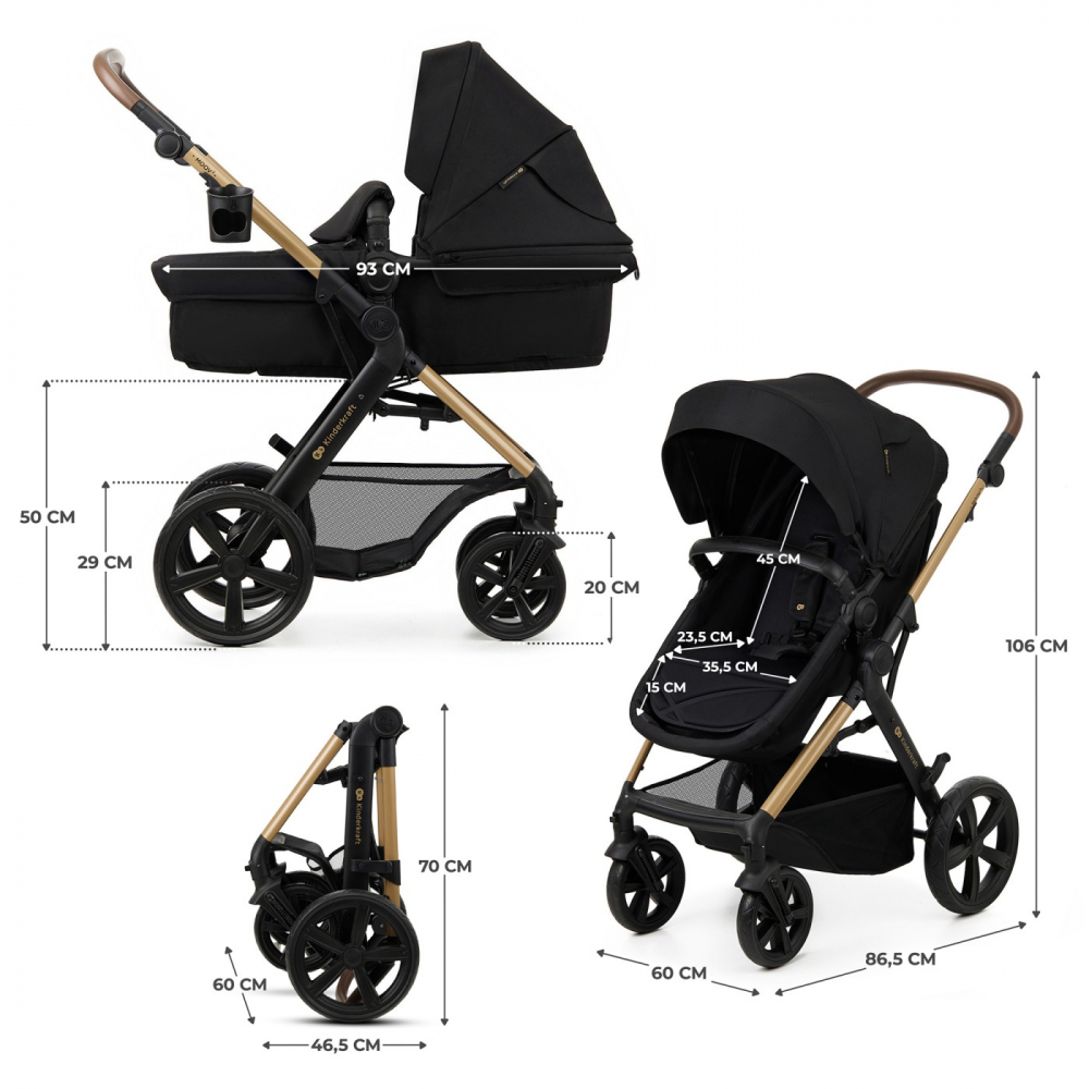 Carucior 3 in 1 kinderkraft moov 2, negru pur, varsta de la 0 luni la 3 ani [5]