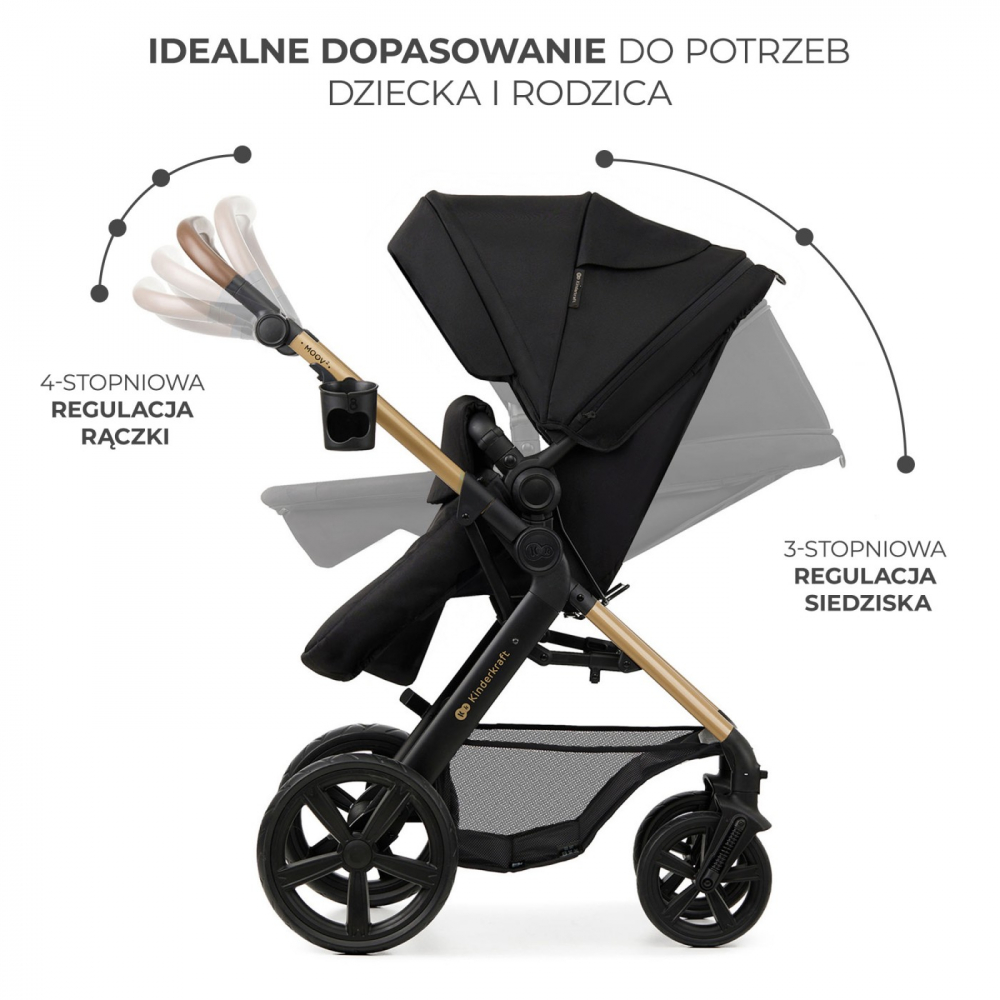 Carucior 3 in 1 kinderkraft moov 2, negru pur, varsta de la 0 luni la 3 ani [4]