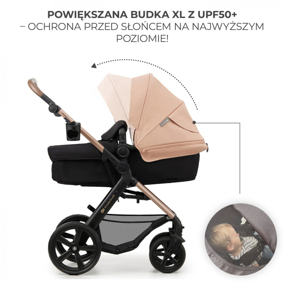Carucior 3 in 1 kinderkraft moov 2, sand beige, varsta de la 0 luni la 3 ani [3]
