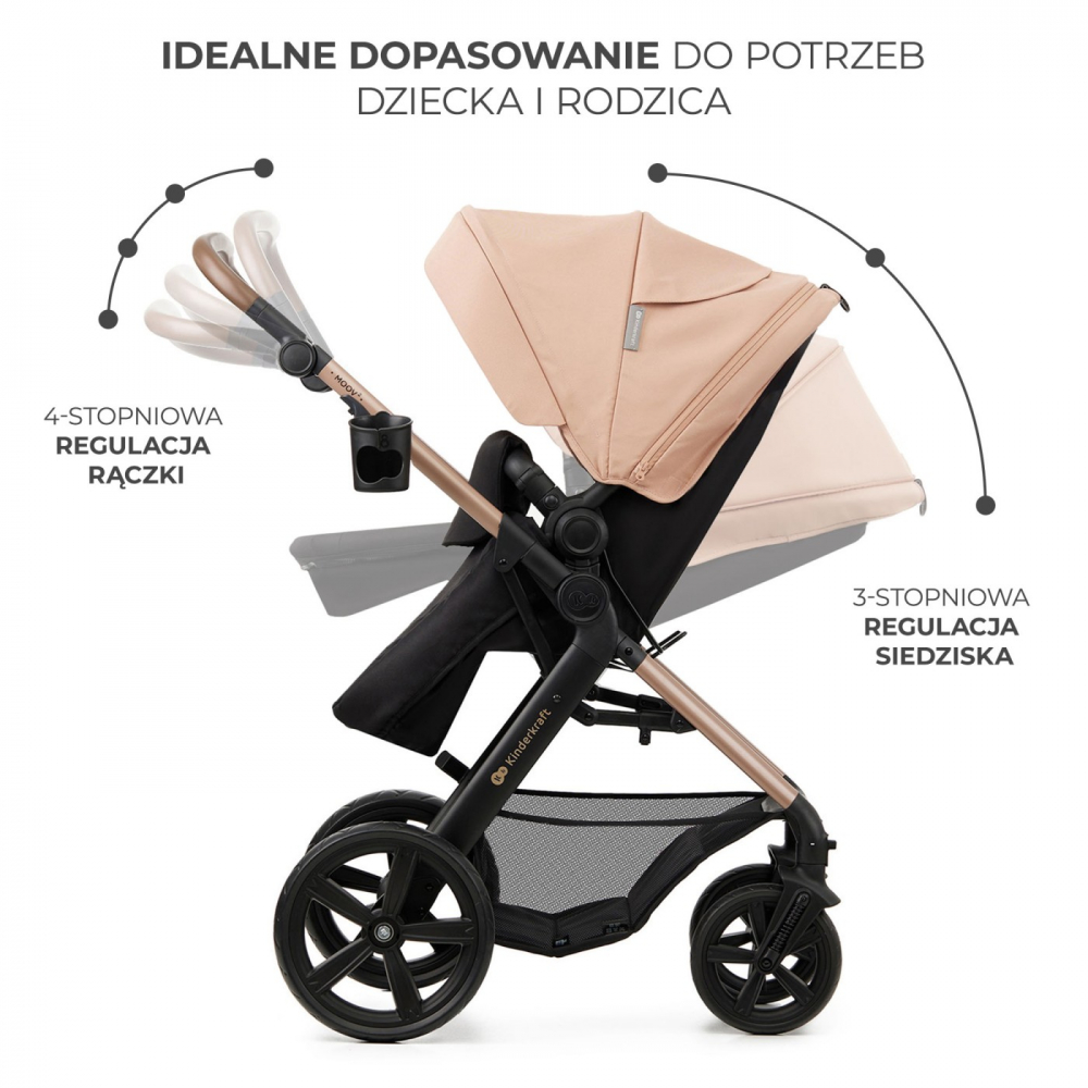 Carucior 3 in 1 kinderkraft moov 2, sand beige, varsta de la 0 luni la 3 ani [4]