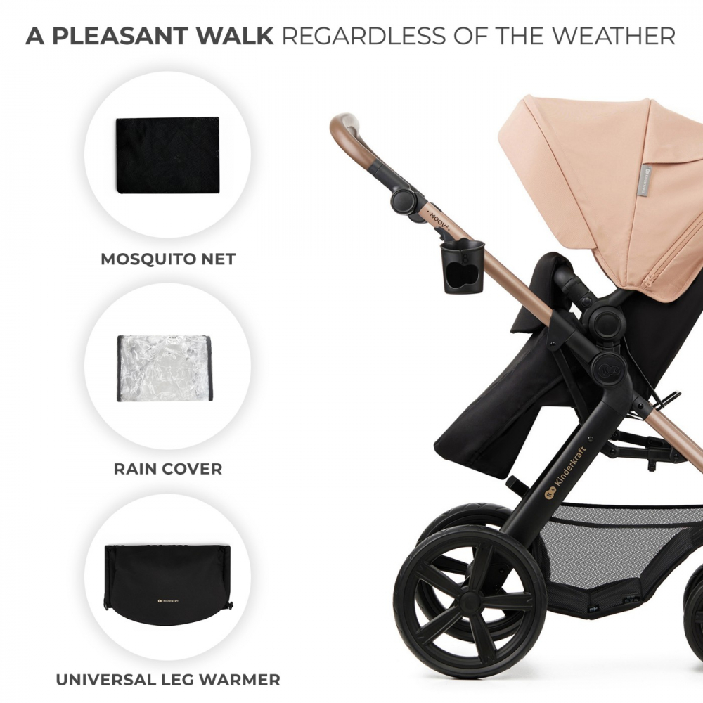 Carucior 3 in 1 kinderkraft moov 2, sand beige, varsta de la 0 luni la 3 ani [5]