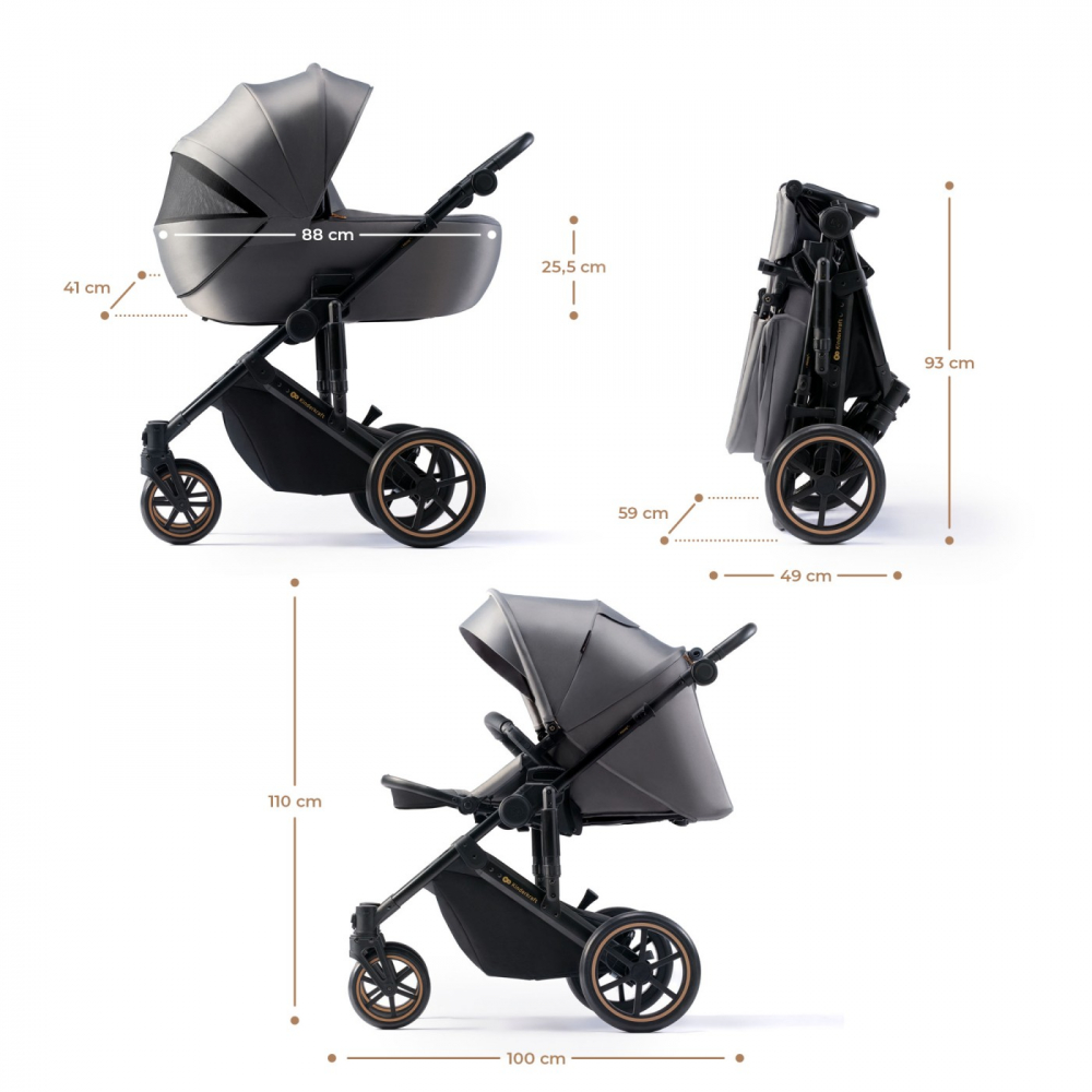 Carucior 3 in 1 kinderkraft prime 2 3in1 mink pro grey, varsta de la 0 luni la 5 ani [5]