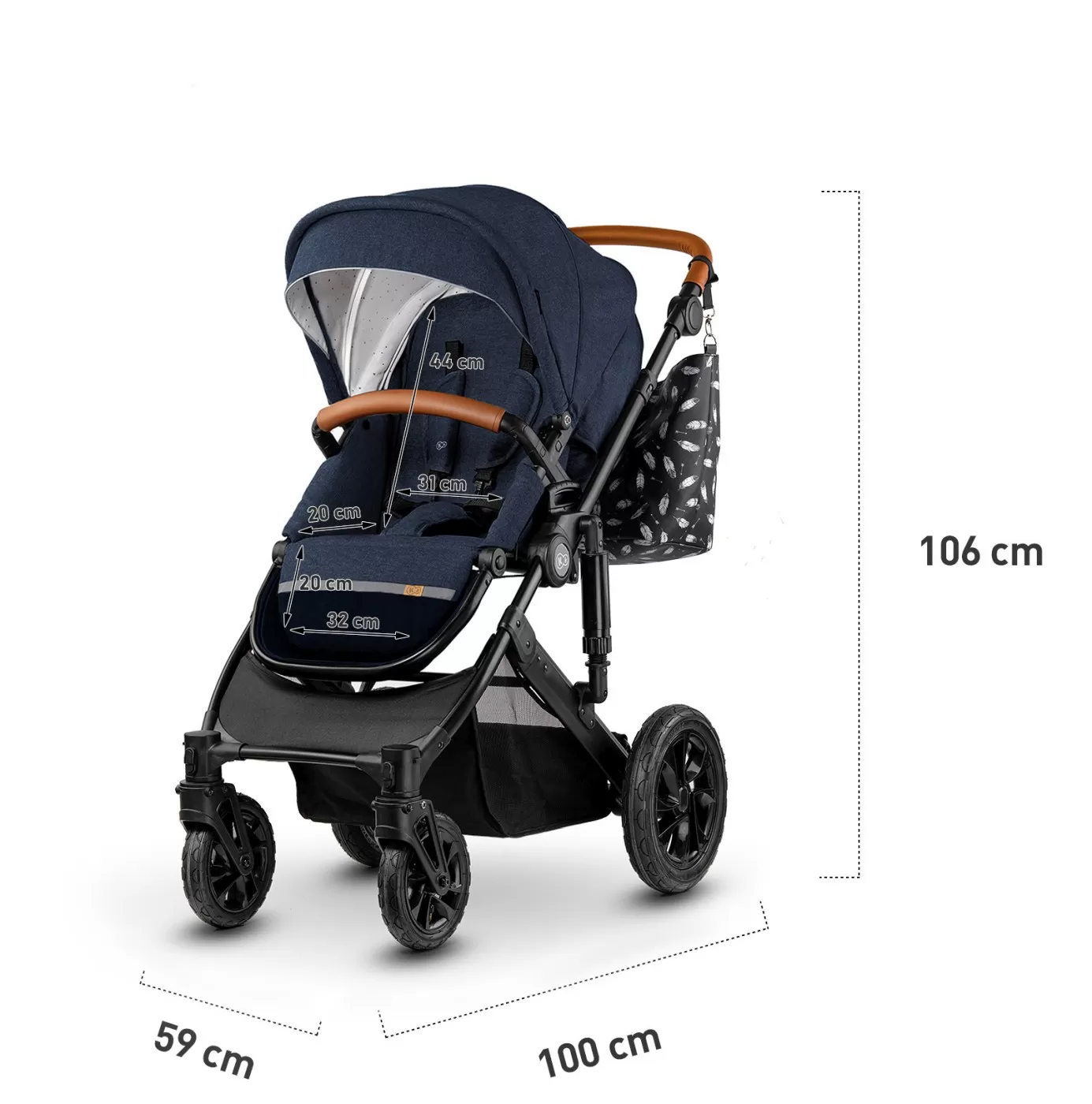 Carucior 3 in 1 kinderkraft prime 2 3in1 mink pro navy, varsta de la 0 luni la 5 ani [13]