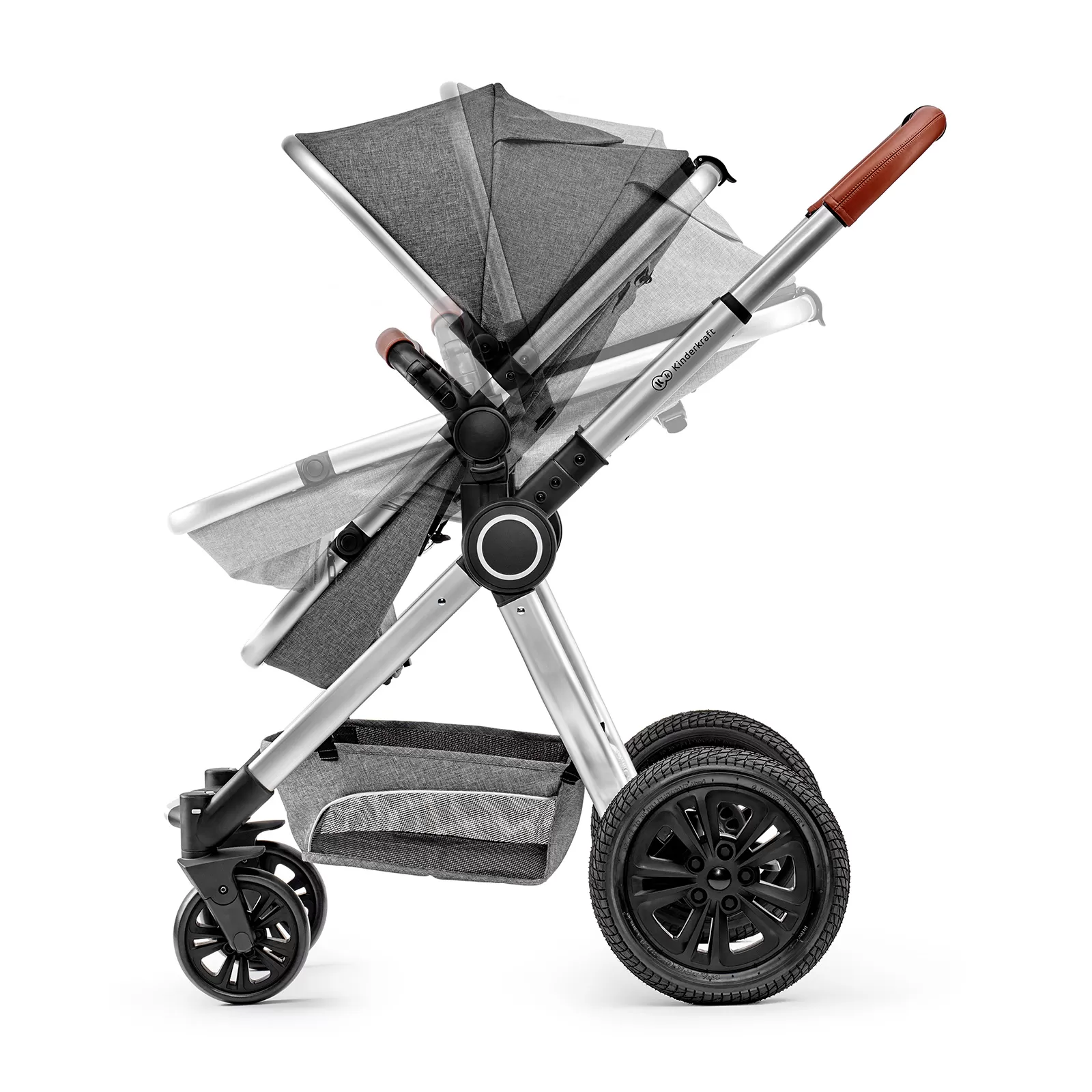 Carucior 3 in 1 kinderkraft veo, grey, varsta de la 0 luni la 3 ani [7]