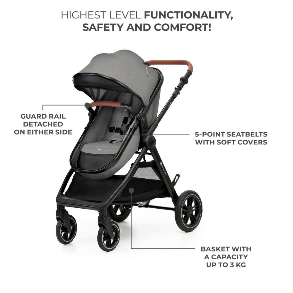 Carucior kinderkraft esme, 3 in 1, moonlight grey, varsta de la 0 luni la 4 ani [5]