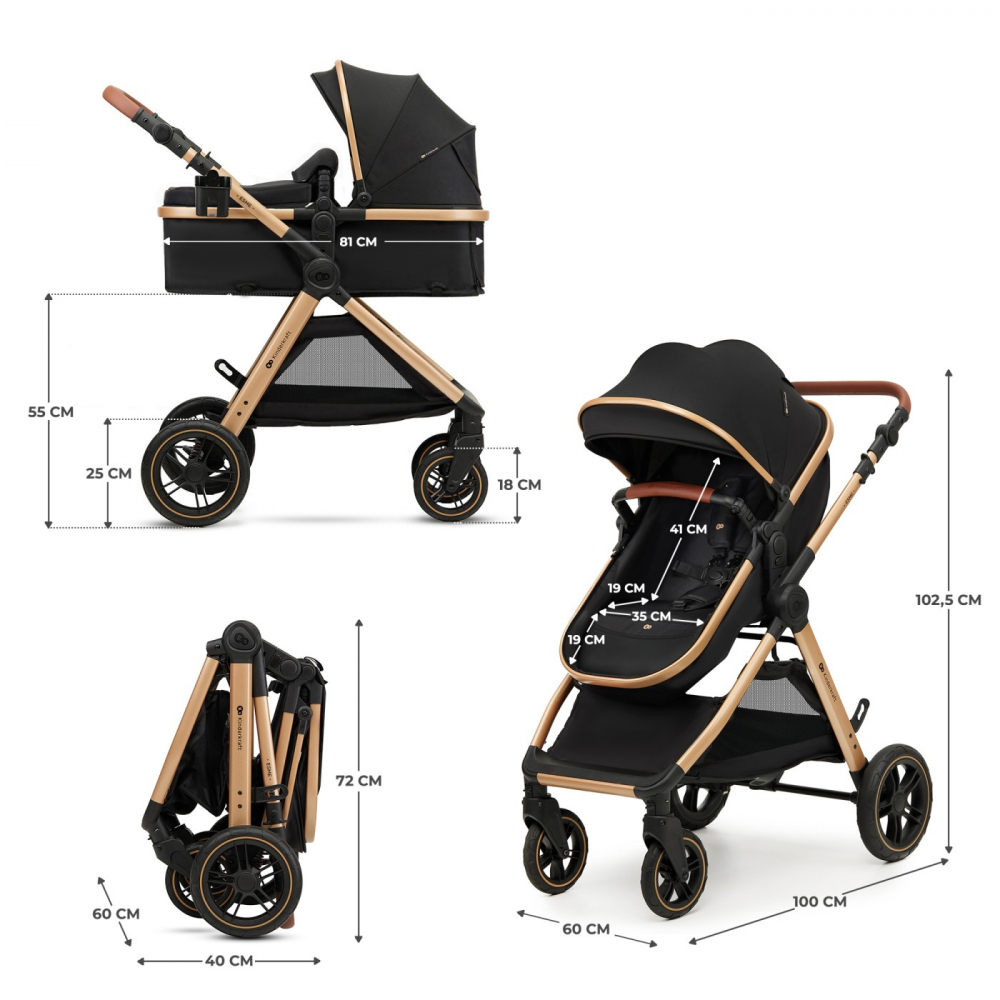 Carucior kinderkraft esme, 3 in 1, pure black, varsta de la 0 luni la 4 ani [13]