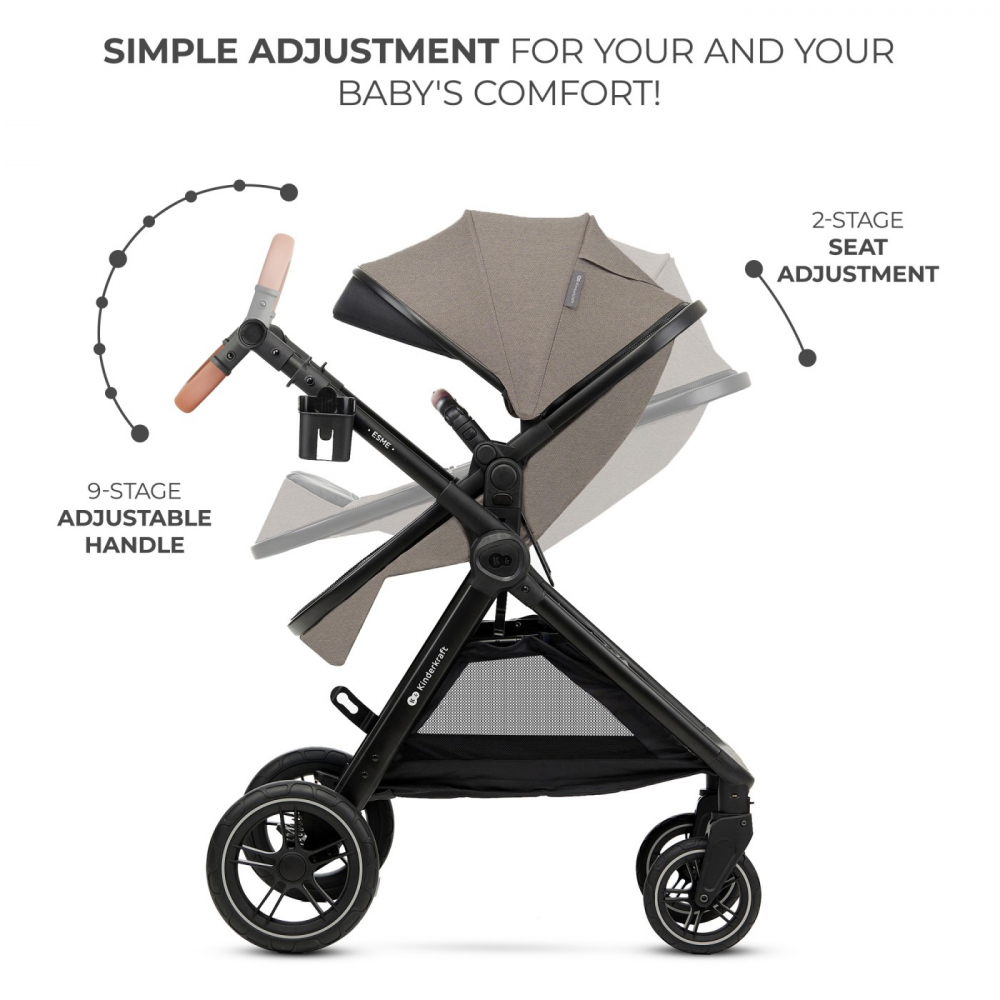 Carucior kinderkraft esme, 3 in 1, sand beige, varsta de la 0 luni la 4 ani [4]
