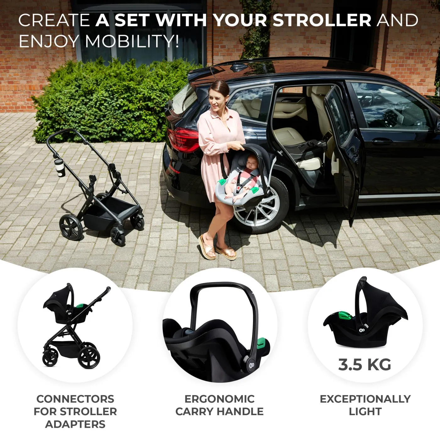 Carucior kinderkraft newly, 4 in 1, classic black, varsta de la 0 luni la 4 ani [6]