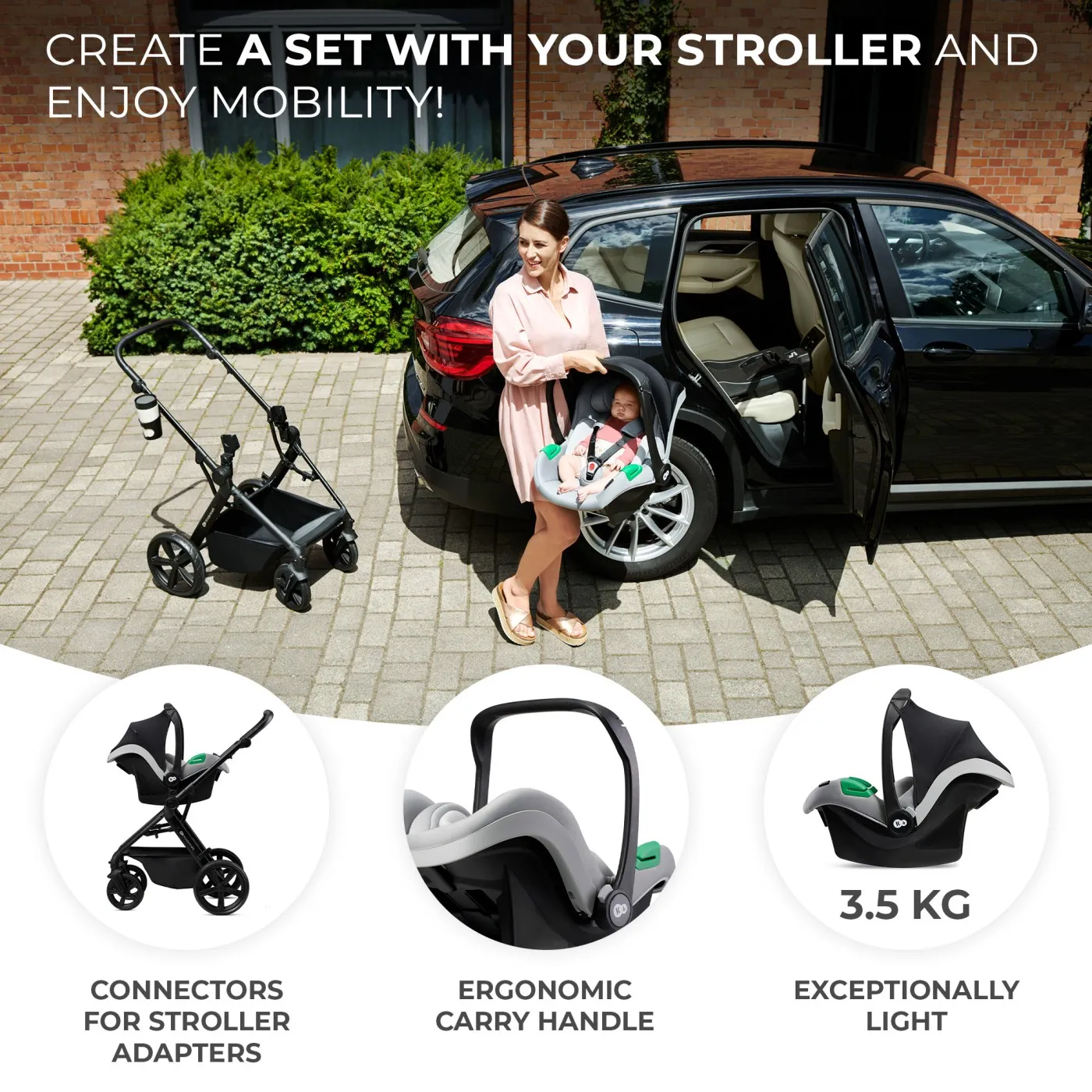 Carucior kinderkraft newly, 4 in 1, moonlight grey, varsta de la 0 luni la 4 ani [7]