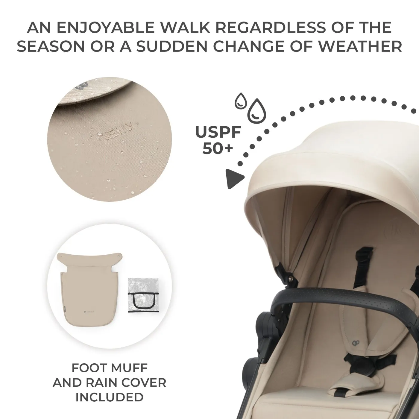 Carucior kinderkraft newly, 4 in 1, sand beige, varsta de la 0 luni la 4 ani [4]
