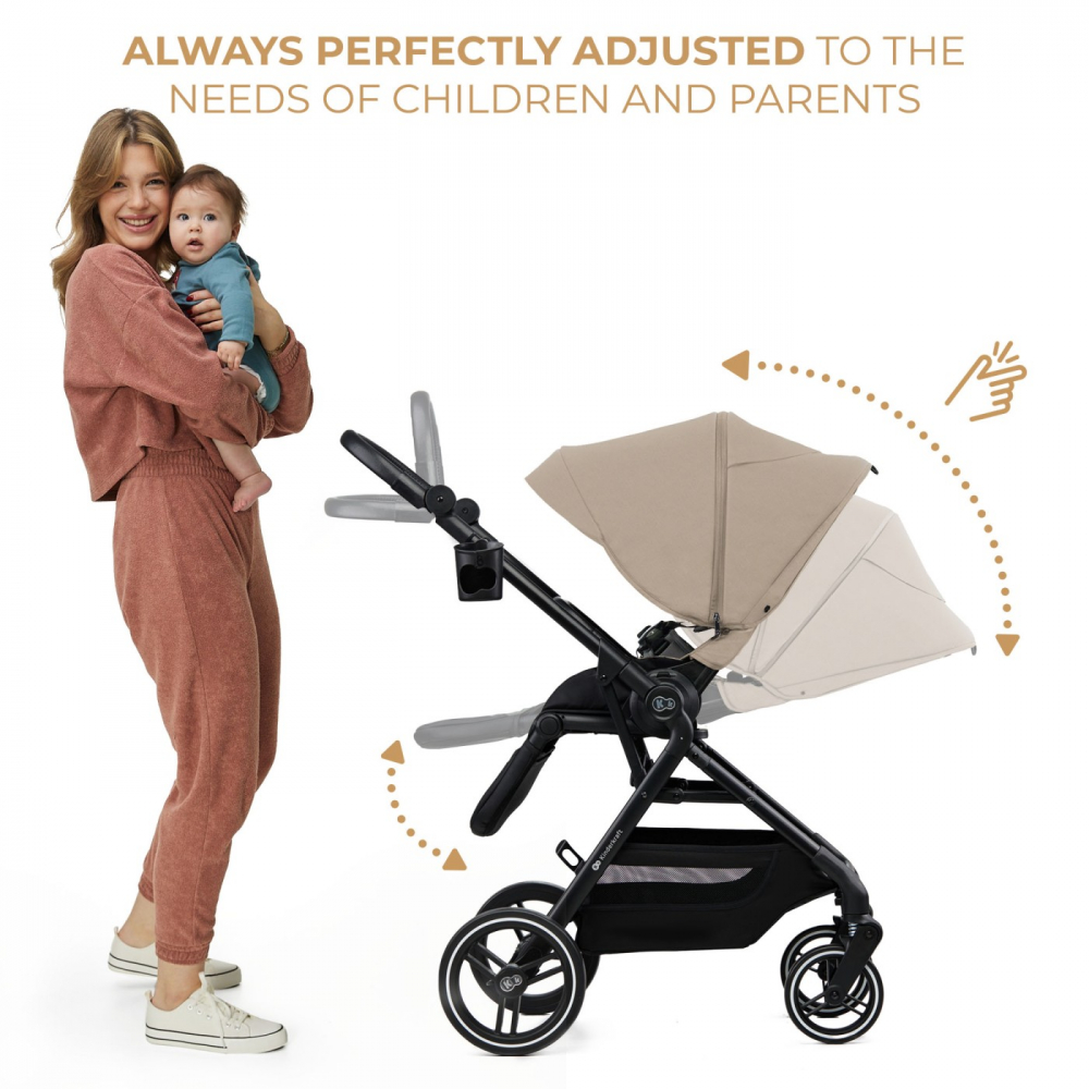 Carucior kinderkraft yoxi 3in1 (mink pro) bej nisip, varsta de la 0 luni la 3 ani [4]