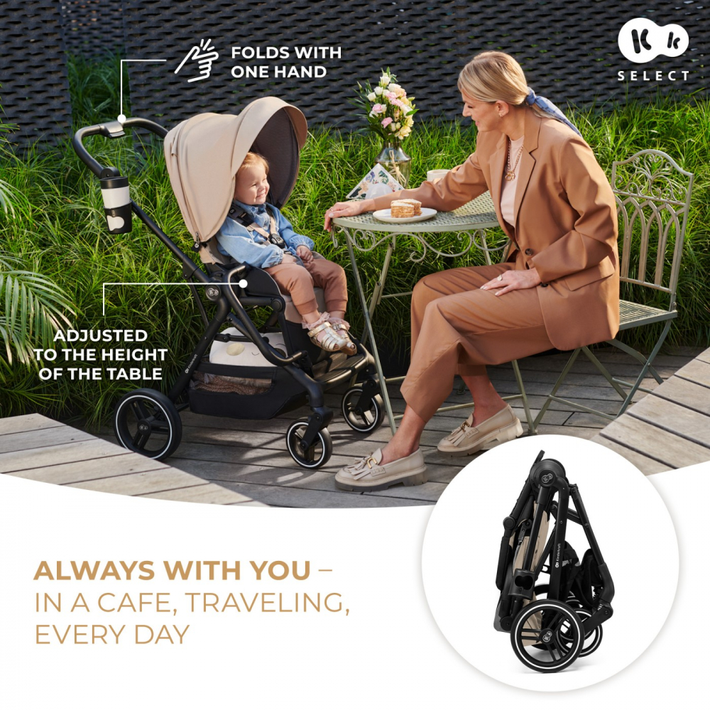 Carucior kinderkraft yoxi 3in1 (mink pro) bej nisip, varsta de la 0 luni la 3 ani [5]