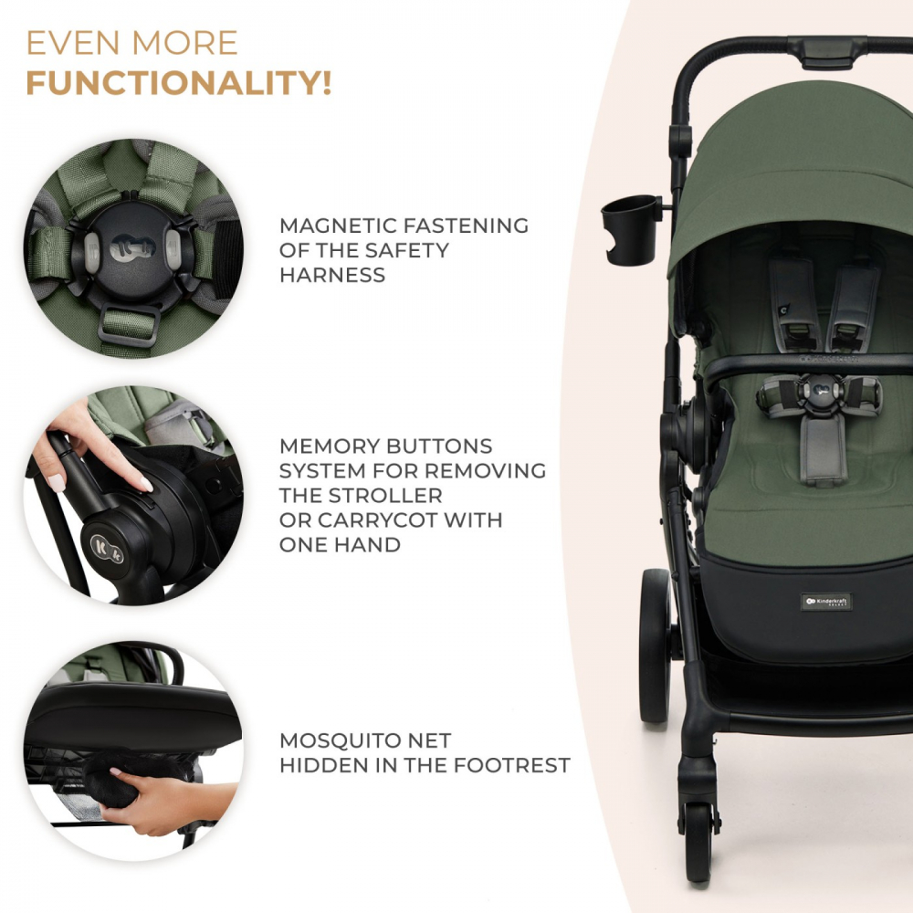 Carucior kinderkraft yoxi 3in1 (mink pro) mistic green, varsta de la 0 luni la 4 ani [12]