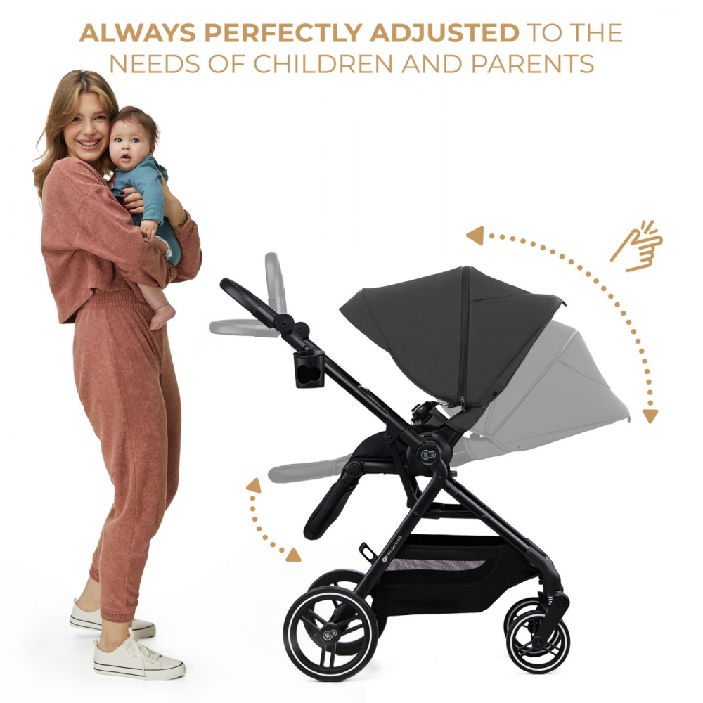 Carucior kinderkraft yoxi 3in1 (mink pro) moon grey, varsta de la 0 luni la 4 ani [3]