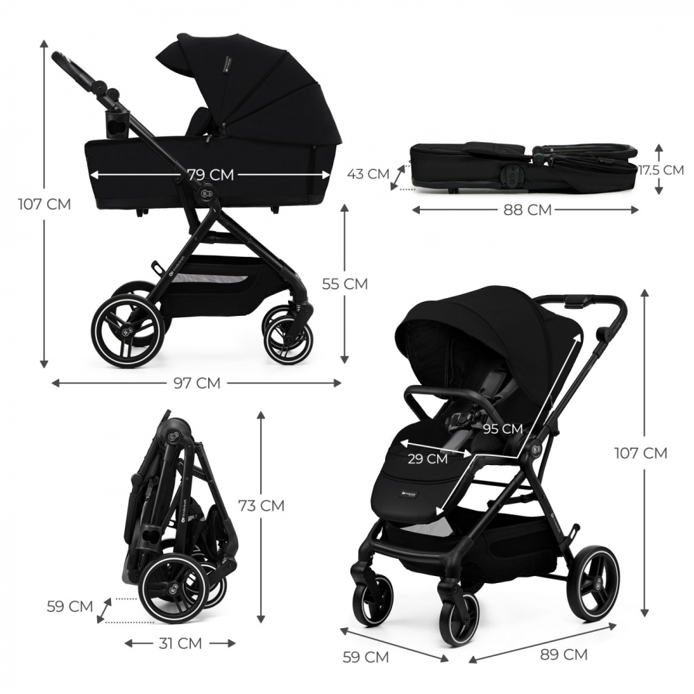 Carucior kinderkraft yoxi 3in1 (mink pro) pure black, varsta de la 0 luni la 4 ani [5]