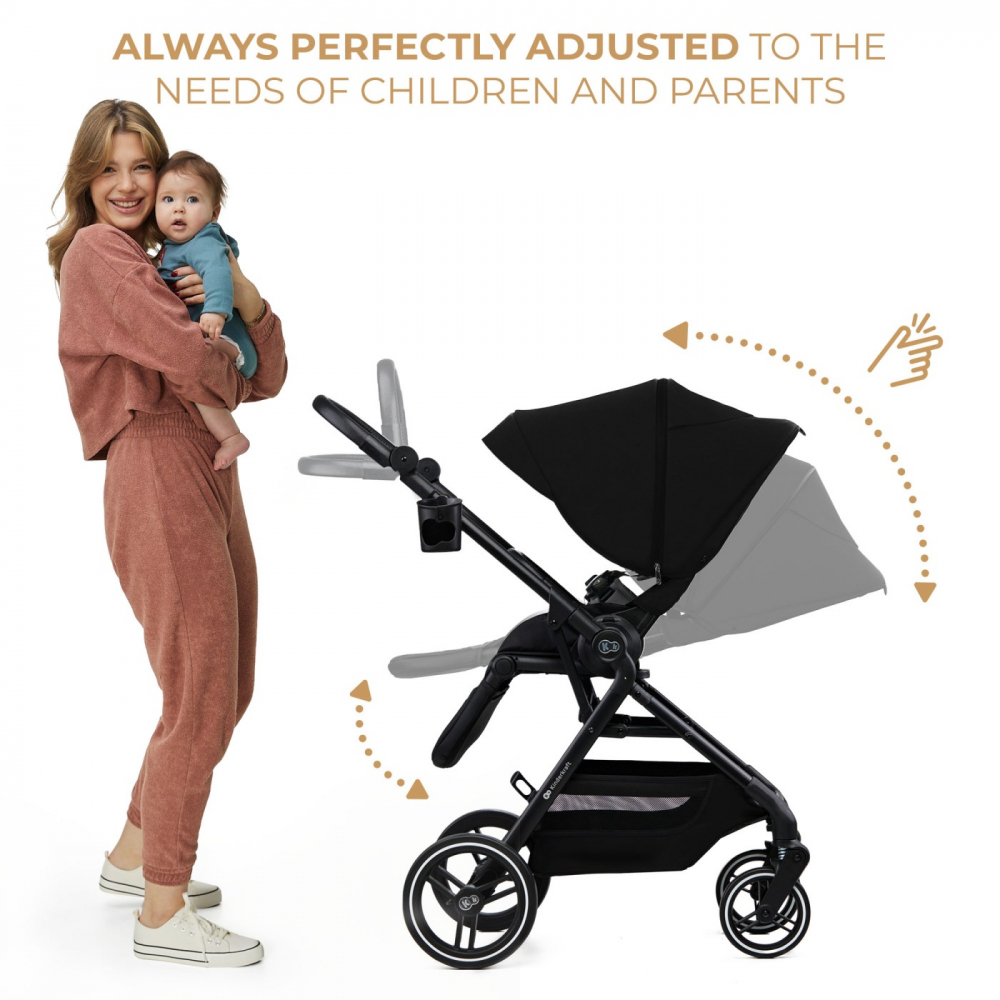 Carucior kinderkraft yoxi 3in1 (mink pro) pure black, varsta de la 0 luni la 4 ani [11]