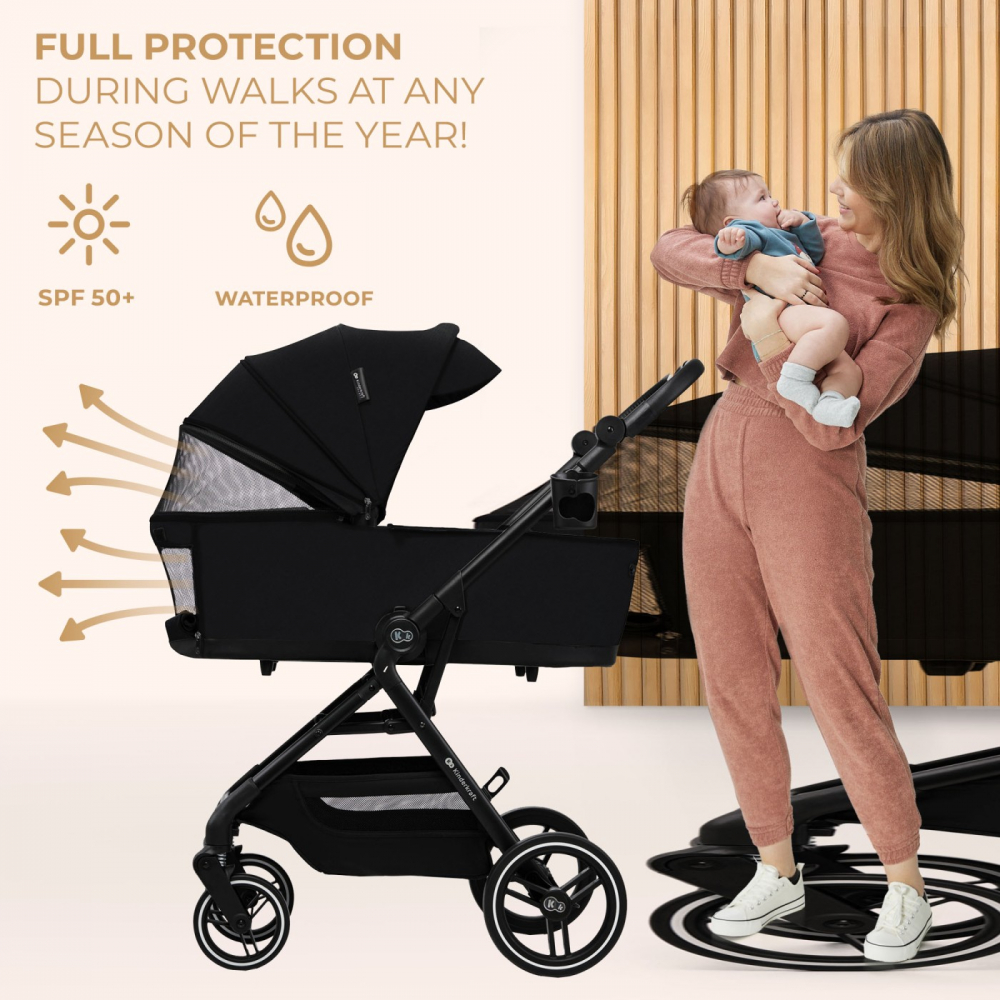 Carucior kinderkraft yoxi 3in1 (mink pro) pure black, varsta de la 0 luni la 4 ani [2]
