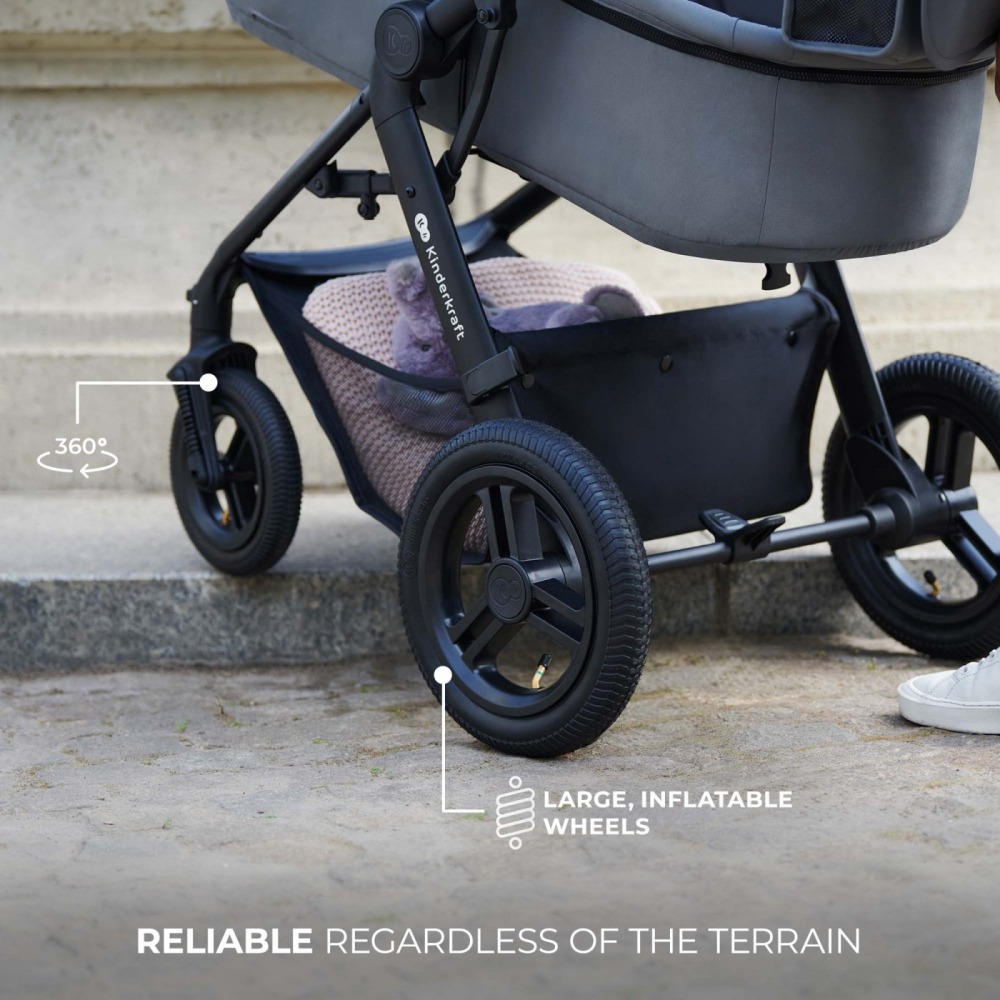 Carucior multifunctional kinderkraft moov 2 air 4in1 pure black, varsta de la 0 luni la 4 ani [5]