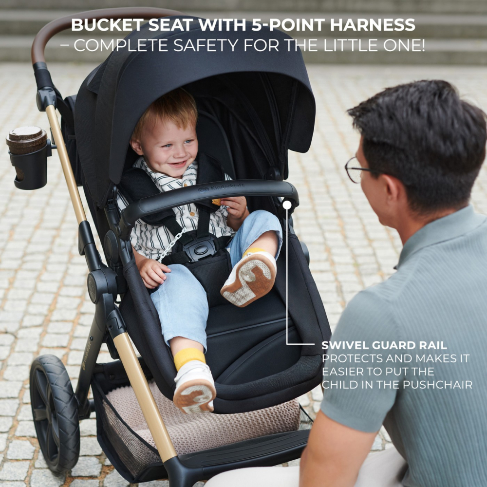 Carucior multifunctional kinderkraft moov 2 air 4in1 pure black, varsta de la 0 luni la 4 ani [6]