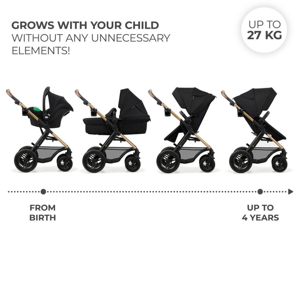 Carucior multifunctional kinderkraft moov 2 air 4in1 pure black, varsta de la 0 luni la 4 ani [3]